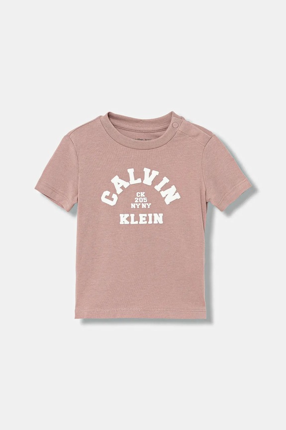 Dječja majica kratkih rukava Calvin Klein Jeans print roza IN0IN00345.PPY2