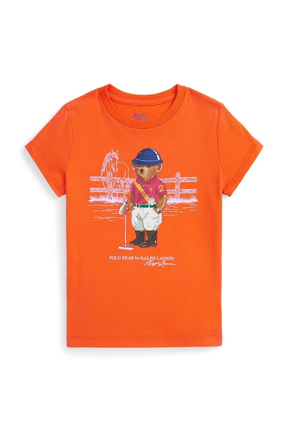 Polo Ralph Lauren tricou de bumbac pentru copii print portocaliu 312A96120002