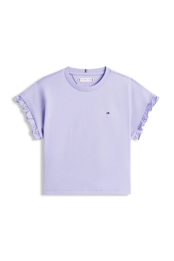 Tommy Hilfiger T-shirt dziecięcy z bawełną KG0KG08970.128.176.PPY2 fioletowy SS26