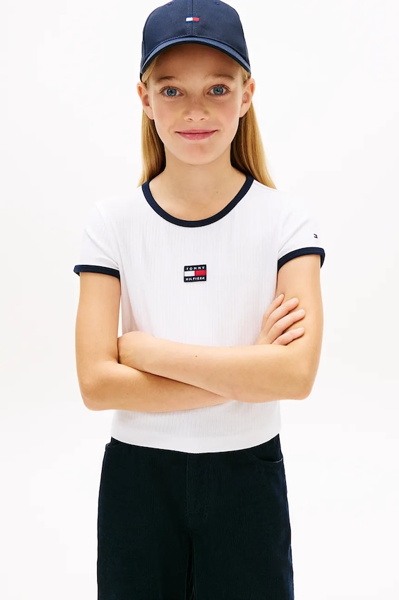 Dječja majica kratkih rukava Tommy Hilfiger bez uzorka bijela KG0KG09066.128.176.PPY2