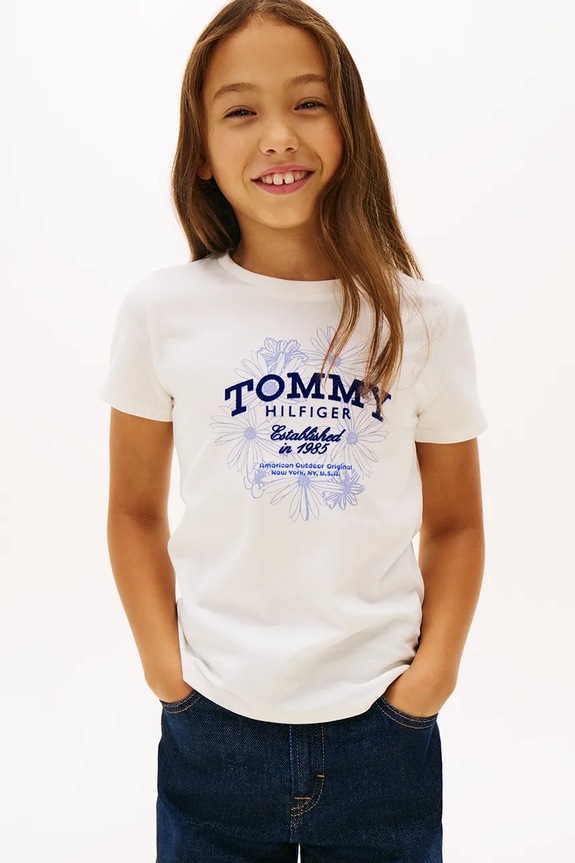 Dječja pamučna majica kratkih rukava Tommy Hilfiger pamuk bijela KG0KG09257.128.176.PPY2