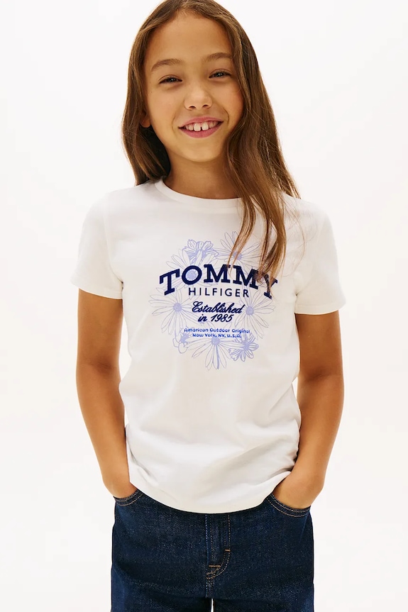 Dječja pamučna majica kratkih rukava Tommy Hilfiger pamuk bijela KG0KG09257.128.176.PPY2