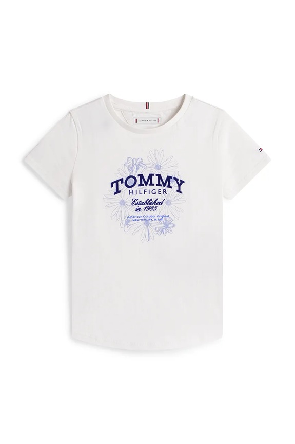 Dječja pamučna majica kratkih rukava Tommy Hilfiger KG0KG09257.128.176.PPY2 bijela SS26
