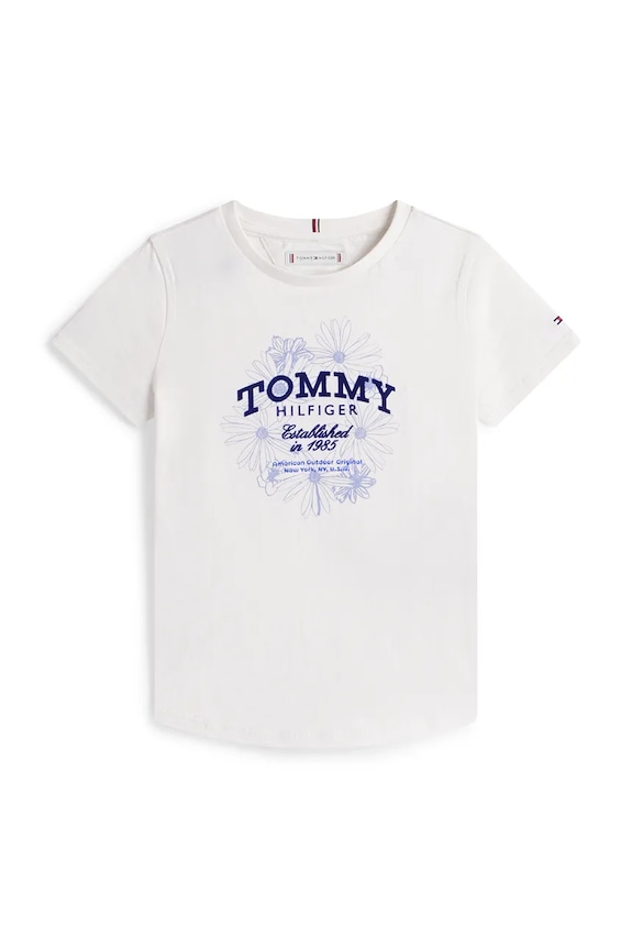 Dječja pamučna majica kratkih rukava Tommy Hilfiger KG0KG09257.128.176.PPY2 bijela SS26