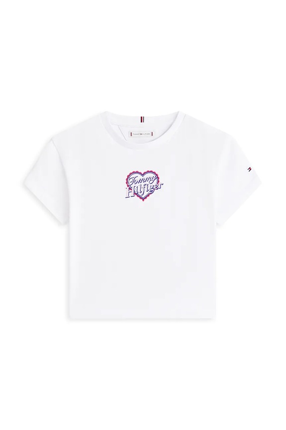 Παιδικό μπλουζάκι Tommy Hilfiger KG0KG09280.128.176.PPY2 λευκό SS26