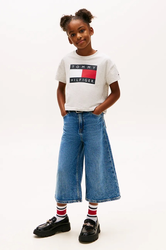 Djevojčice Dječja majica kratkih rukava Tommy Hilfiger KG0KG09289.128.176.PPY2 siva