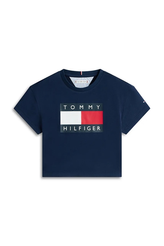 Παιδικό μπλουζάκι Tommy Hilfiger KG0KG09289.128.176.PPY2 σκούρο μπλε SS26