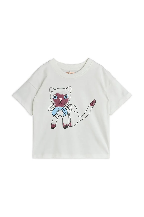 Dječja pamučna majica kratkih rukava Mini Rodini Siamese 26120118 bijela SS26