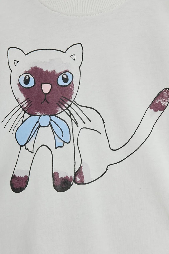 Dječja pamučna majica kratkih rukava Mini Rodini Siamese bijela 26120118