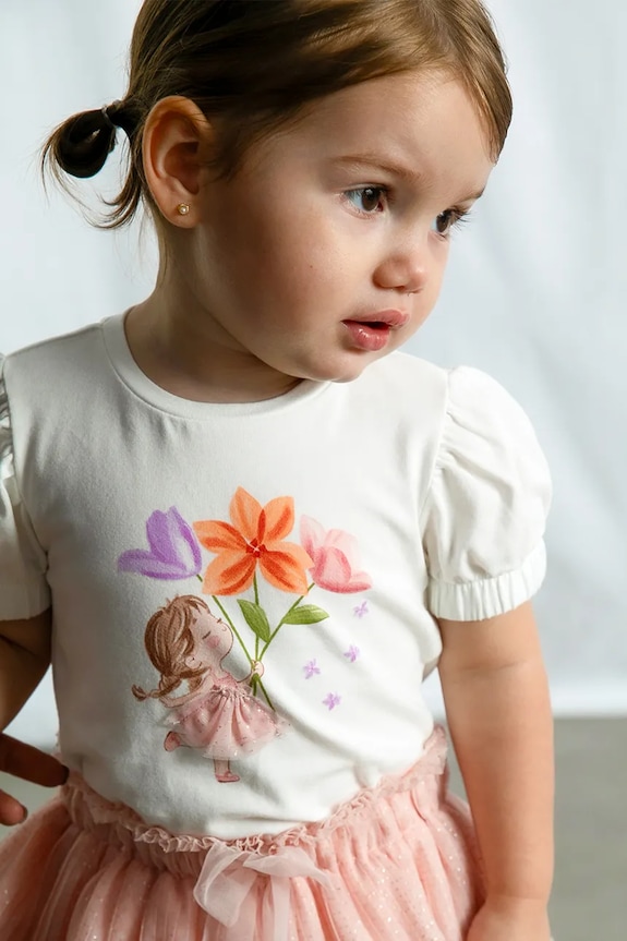 Mayoral t-shirt dziecięcy 1078.4B.Baby.PPY2 biały