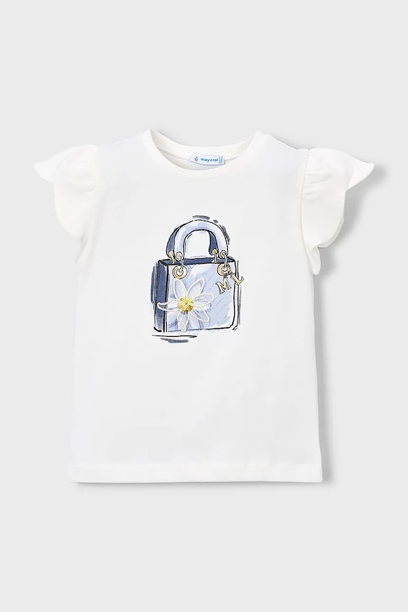 Mayoral t-shirt dziecięcy z elastanem beżowy 3002.6B.Mini.PPY2