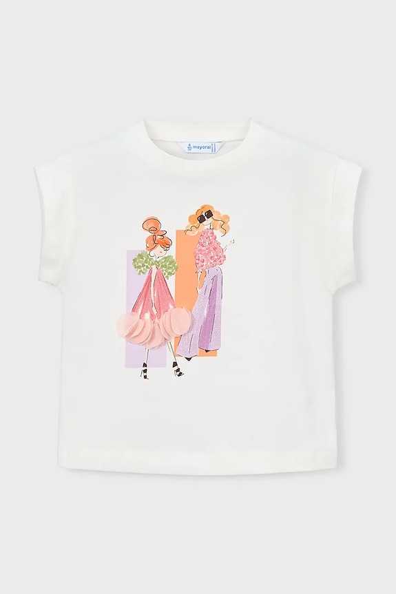 Mayoral t-shirt dziecięcy 3005.6D.Mini.PPY2 beżowy SS26
