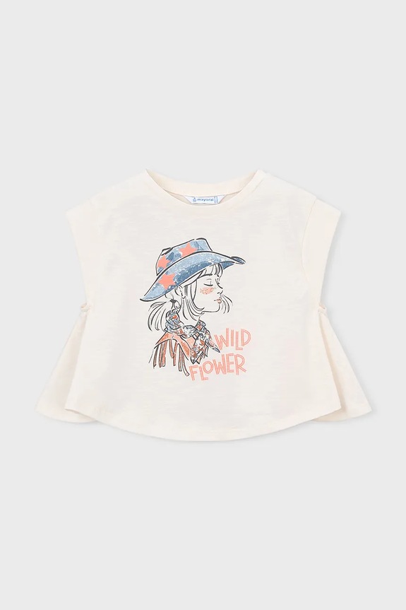 Mayoral top din bumbac pentru copii 3006.6E.Mini.PPY2 bej SS26