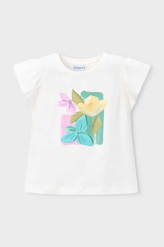 Mayoral t-shirt dziecięcy z elastanem biały 3007.6E.Mini.PPY2