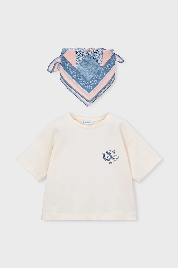 Mayoral tricou de bumbac pentru copii 3009.6F.Mini.PPY2 bej SS26