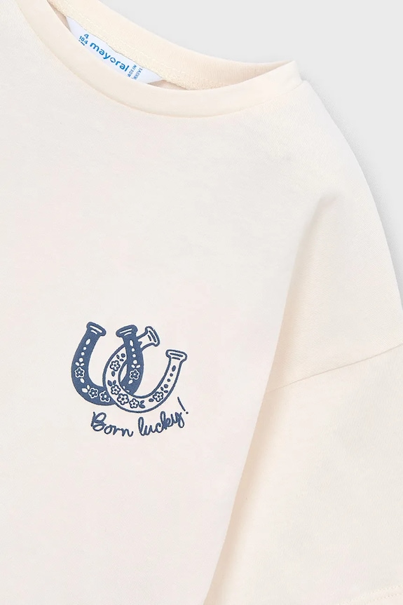 Mayoral tricou de bumbac pentru copii bej 3009.6F.Mini.PPY2
