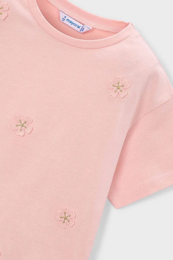 Dziewczynka Mayoral t-shirt bawełniany dziecięcy 3013.6H.Mini.PPY2 różowy