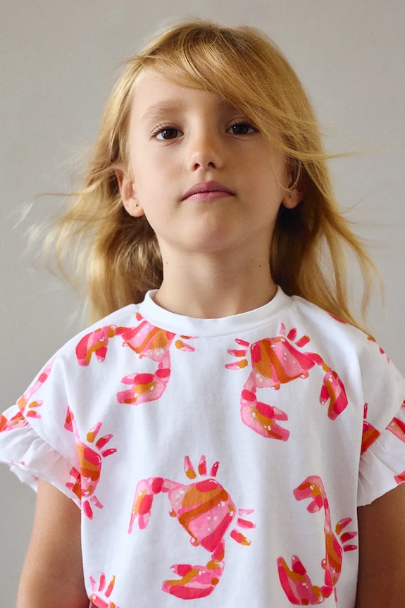 Mayoral t-shirt bawełniany dziecięcy wzorzyste biały 3018.6N.Mini.PPY2