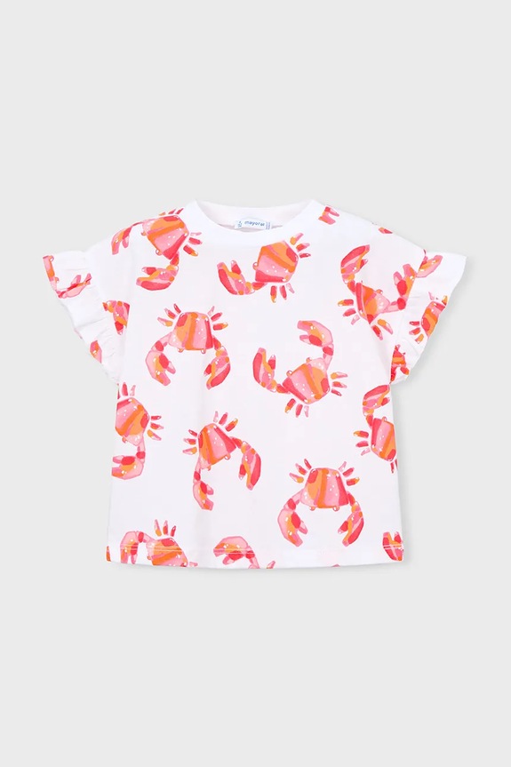 Mayoral t-shirt bawełniany dziecięcy 3018.6N.Mini.PPY2 biały SS26