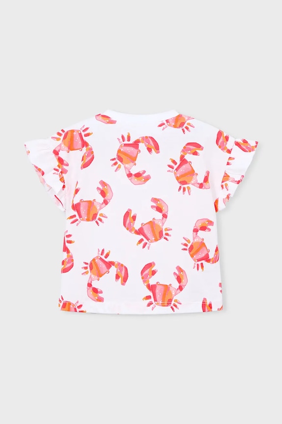 Dziewczynka Mayoral t-shirt bawełniany dziecięcy 3018.6N.Mini.PPY2 biały