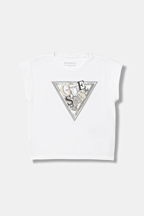 Guess tricou copii imprimeu alb J6RI04.K6YW4.PPY2