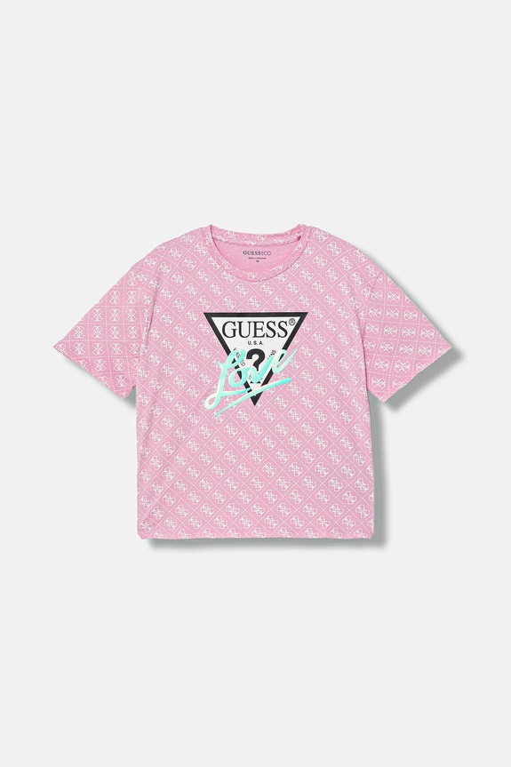 Παιδικό μπλουζάκι Guess εμπριμέ ροζ J6RI08.K6YW4.PPY2