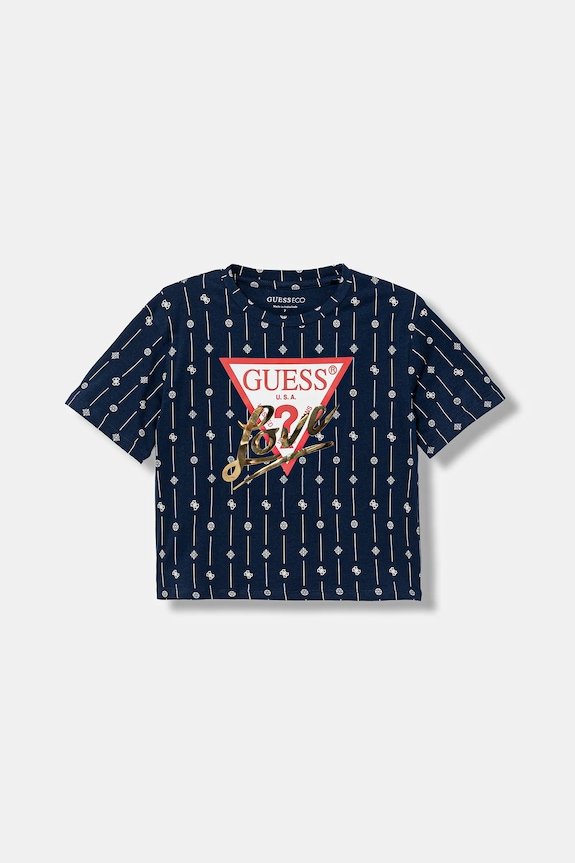 Παιδικό μπλουζάκι Guess εμπριμέ σκούρο μπλε J6RI08.K6YW4.PPY2
