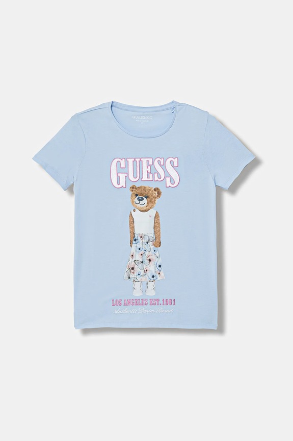 Παιδικό μπλουζάκι Guess στάμπα μπλε J6RI10.K6YW4.PPY2