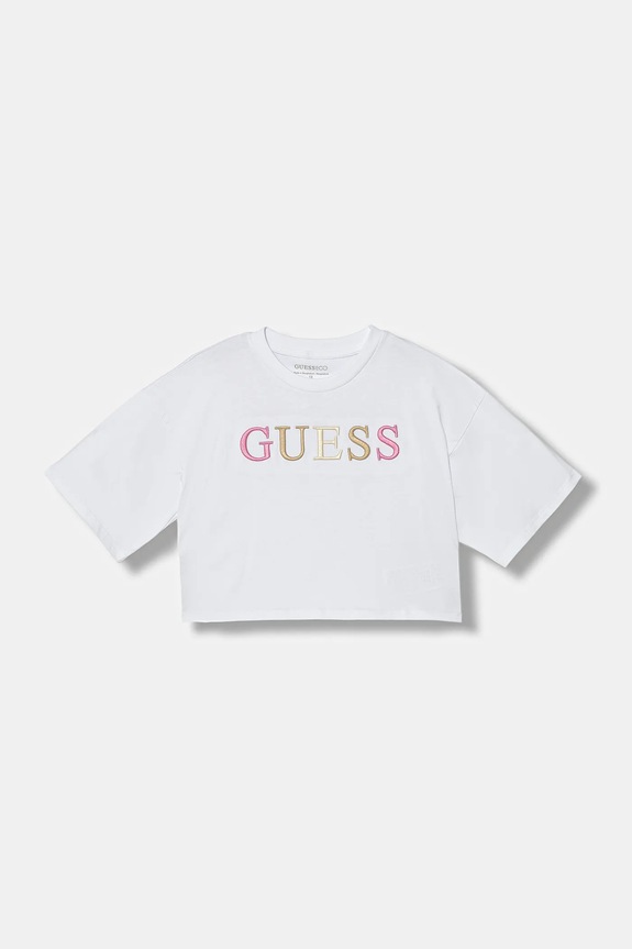 Παιδικό βαμβακερό μπλουζάκι Guess βαμβάκι λευκό J6RI11.KCNQ4.PPY2