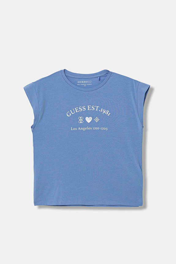 Παιδικό μπλουζάκι Guess στάμπα μπλε J6RI20.K6YW4.PPY2