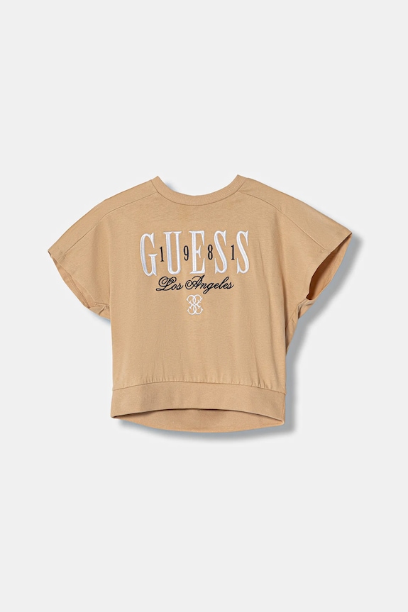 Bavlněné tričko Guess kulatý béžová J6RI30.KCNQ4.PPY2