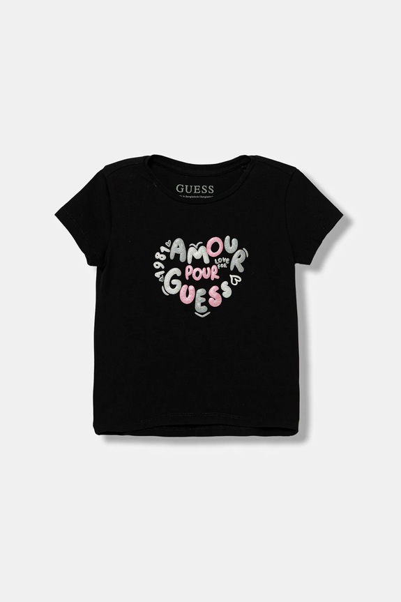 Παιδικό μπλουζάκι Guess στάμπα μαύρο K6RI02.K6YW4.PPY2