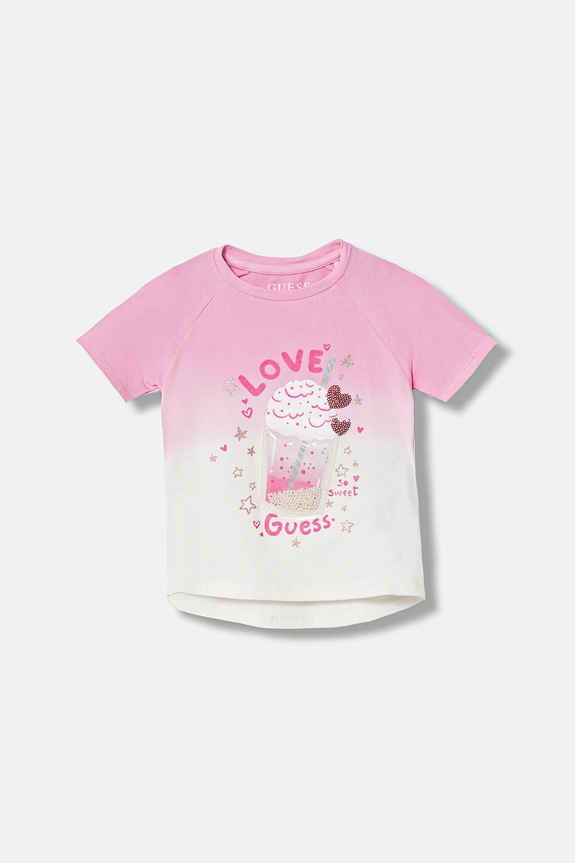 Guess tricou copii imprimeu roz K6RI07.K6YW4.PPY2