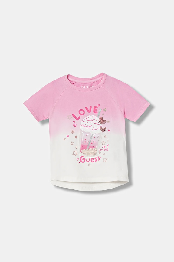 Guess tricou copii imprimeu roz K6RI07.K6YW4.PPY2