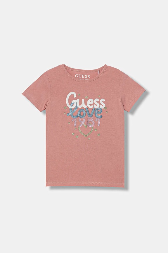 Παιδικό μπλουζάκι Guess στάμπα ροζ K6RI20.K6YW4.PPY2