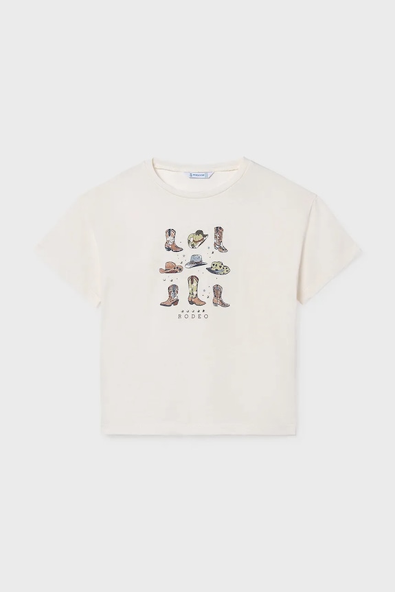 Mayoral t-shirt bawełniany dziecięcy 6005.8C.Junior.PPY2 biały SS26