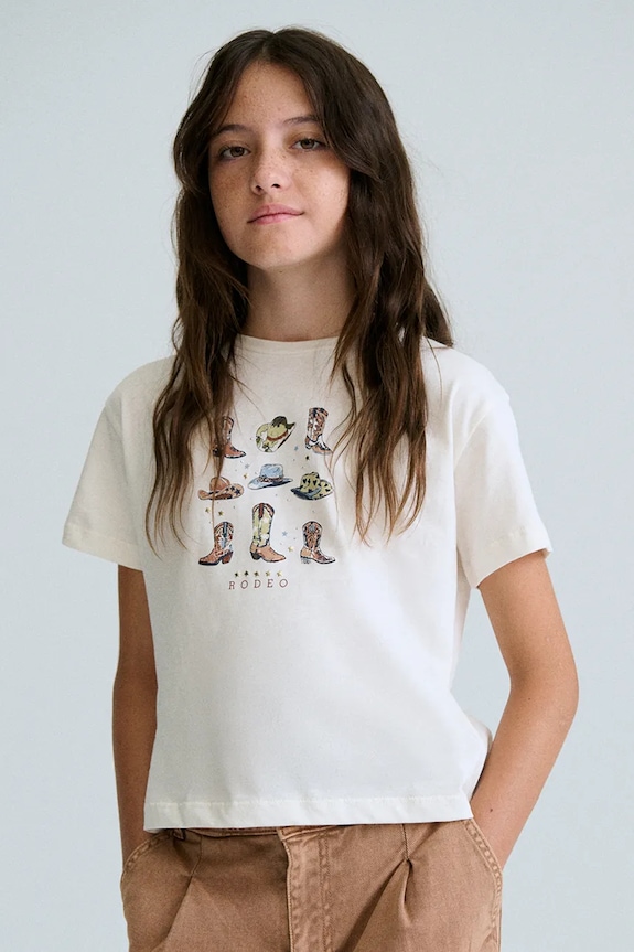Mayoral t-shirt bawełniany dziecięcy 6005.8C.Junior.PPY2 biały