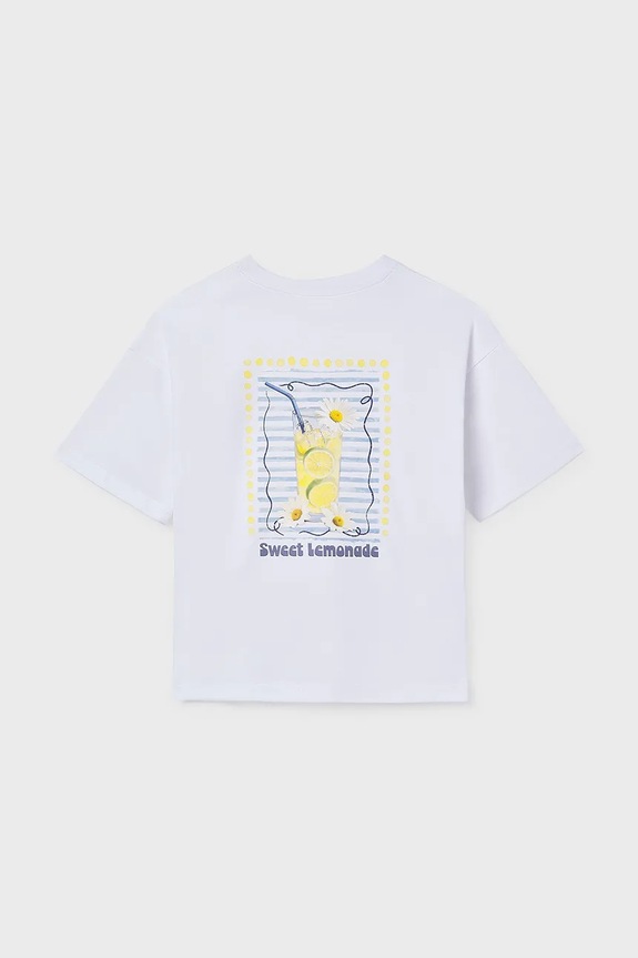 Mayoral t-shirt bawełniany dziecięcy 6011.8G.Junior.PPY2 biały SS26