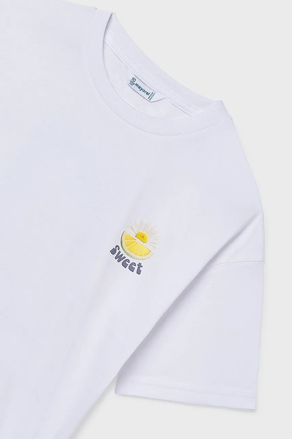 Dziewczynka Mayoral t-shirt bawełniany dziecięcy 6011.8G.Junior.PPY2 biały