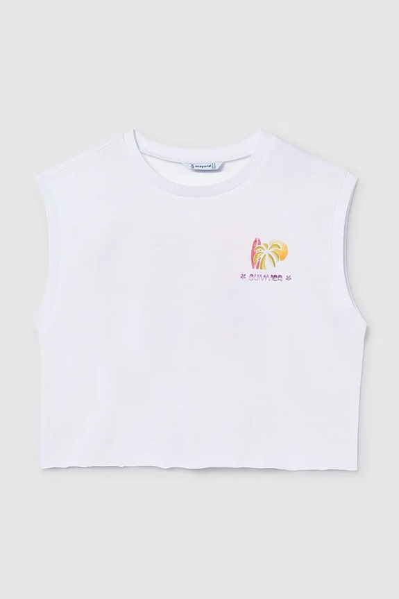 Mayoral top din bumbac pentru copii 6014.8E.Junior.PPY2 alb SS26