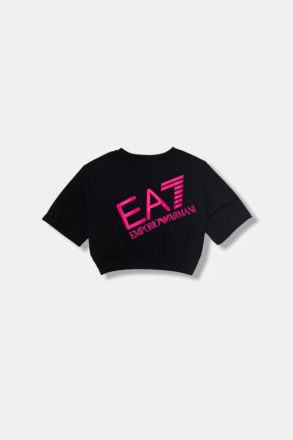 EA7 Emporio Armani t-shirt gyerek pamut 7G000203.AF12503 fekete SS26