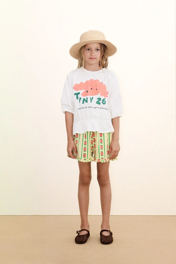 Tinycottons gyerek pamut póló RED DOG GRAPHIC TOP pamut fehér SS26.051