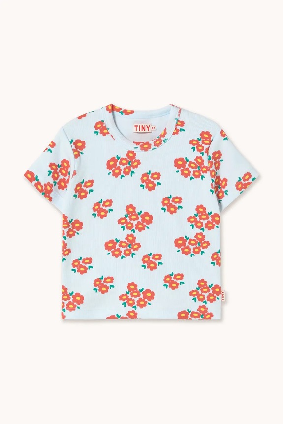 Detské tričko Tinycottons BLOSSOMS RIB TEE SS26.091 biela SS26