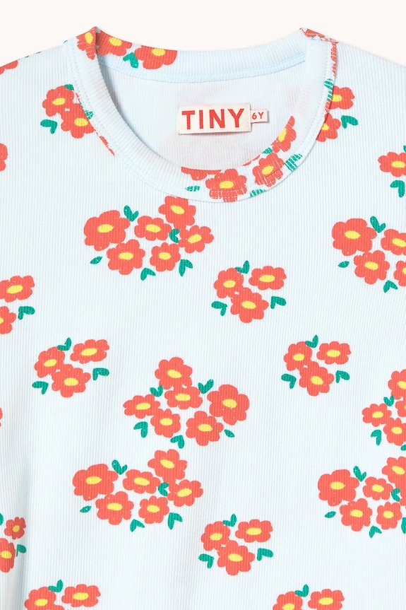 Detské tričko Tinycottons BLOSSOMS RIB TEE biela SS26.091
