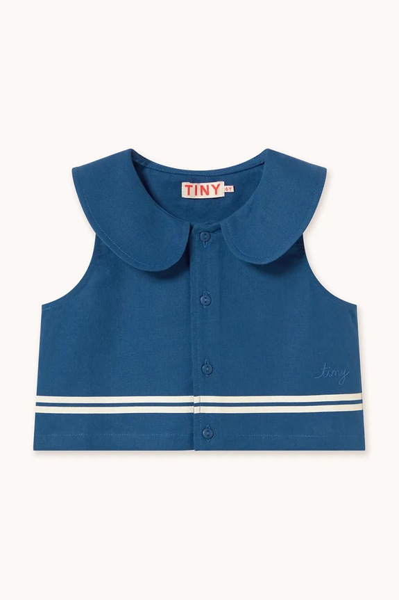 Tinycottons cămașă pentru copii cu in STRIPES CROPPED SHIRT SS26.219 bleumarin SS26