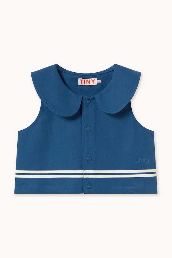 Tinycottons cămașă pentru copii cu in STRIPES CROPPED SHIRT SS26.219 bleumarin SS26
