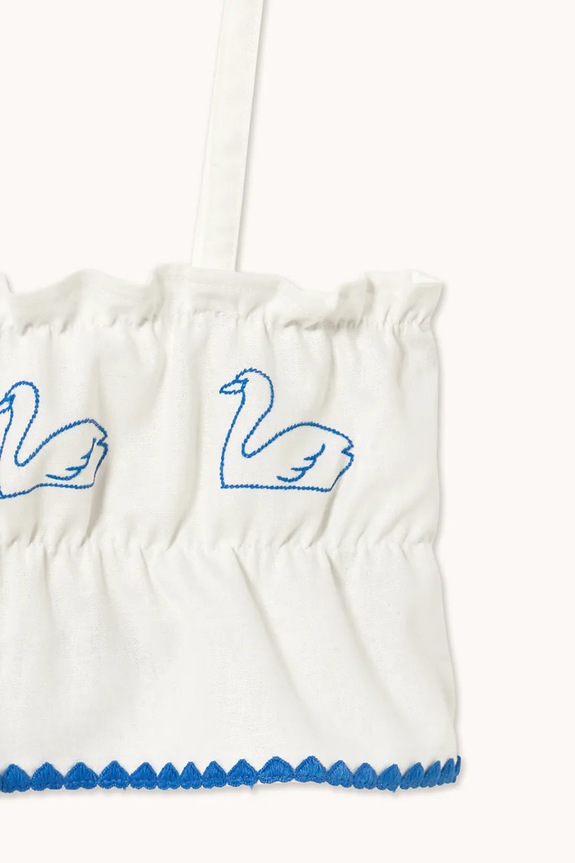 Detský top s prímesou ľanu Tinycottons SWANS BOWS LINEN TOP biela SS26.230