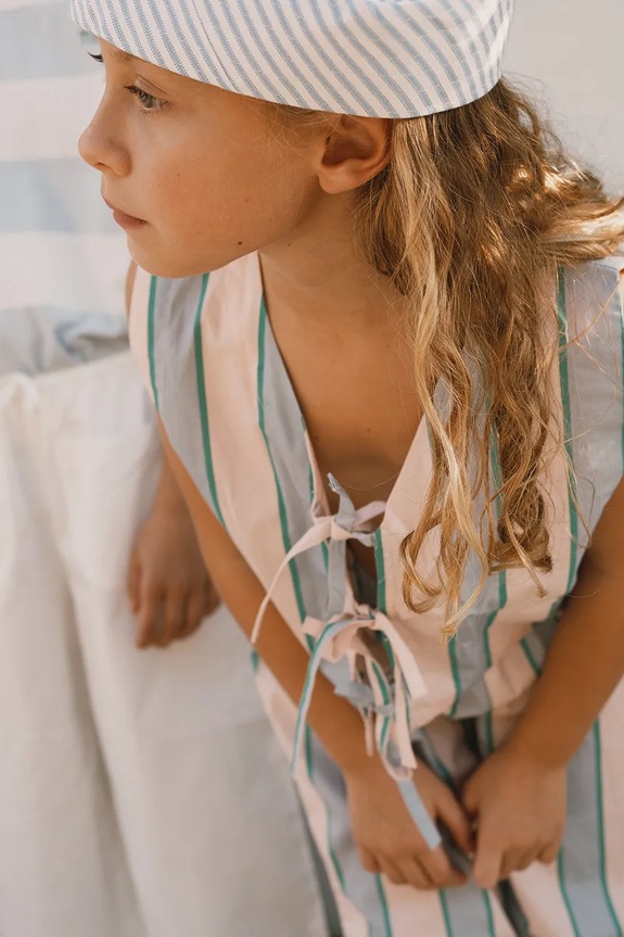 Tinycottons cămașă de bumbac pentru copii RETRO STRIPES BOWS VEST SS26.278 albastru