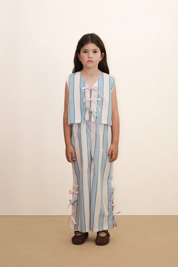 Tinycottons cămașă de bumbac pentru copii RETRO STRIPES BOWS VEST SS26.278