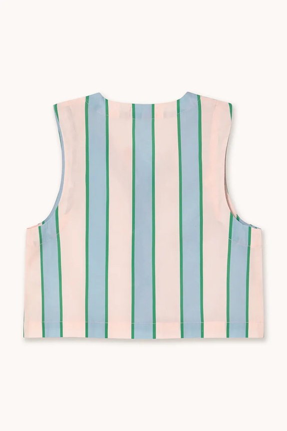 Fete Tinycottons cămașă de bumbac pentru copii RETRO STRIPES BOWS VEST SS26.278 albastru